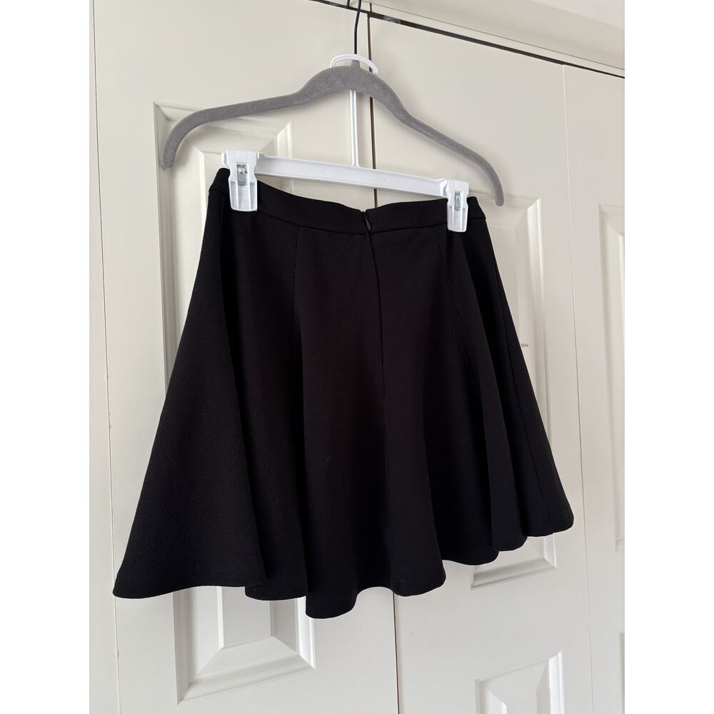 Lush Black Flared Mini Skirt Size M Polyester Spandex - Picture 9 of 9